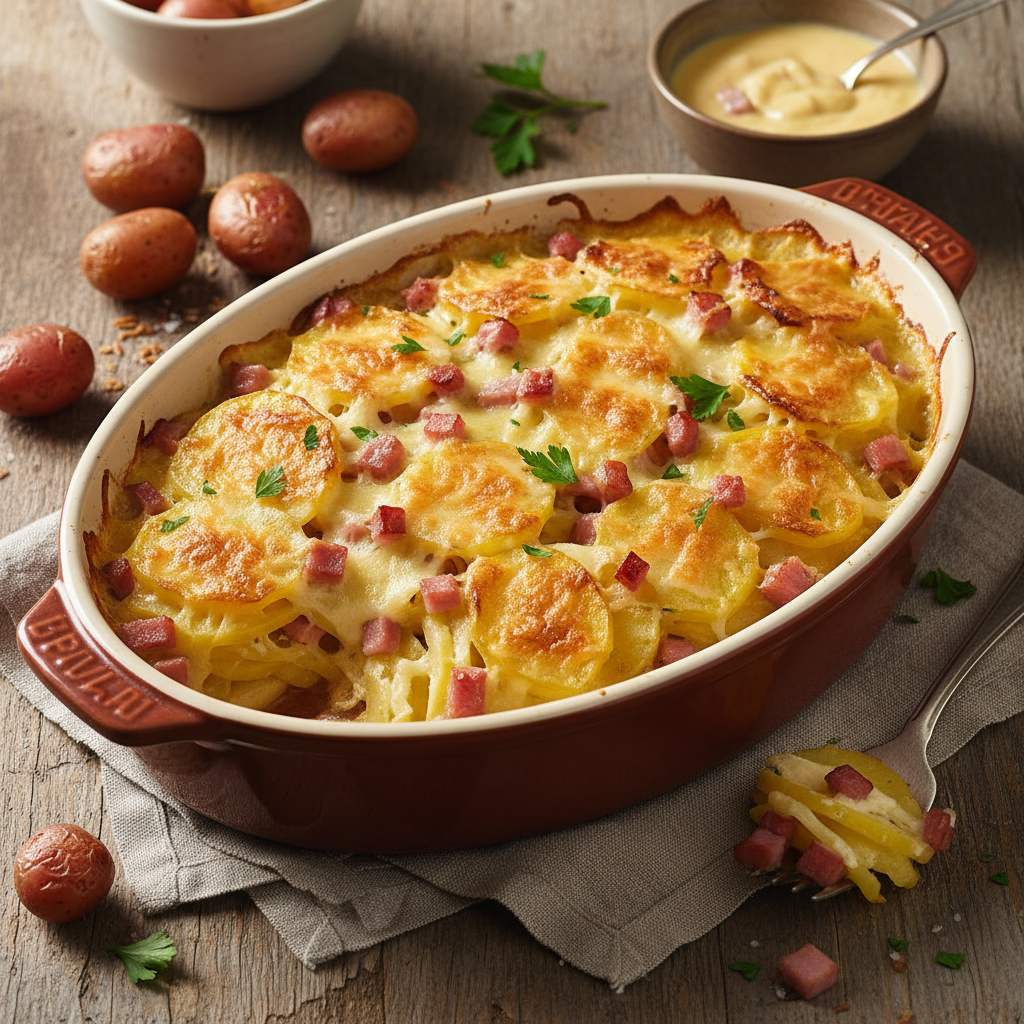 Gratin de pommes de terre et jambon