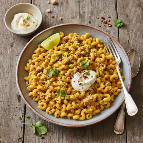 Tuna and Pasta Shell Curry