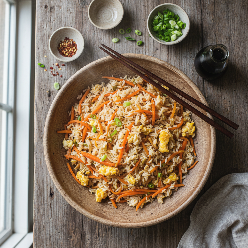 Riz Sauté aux Carottes et Œufs