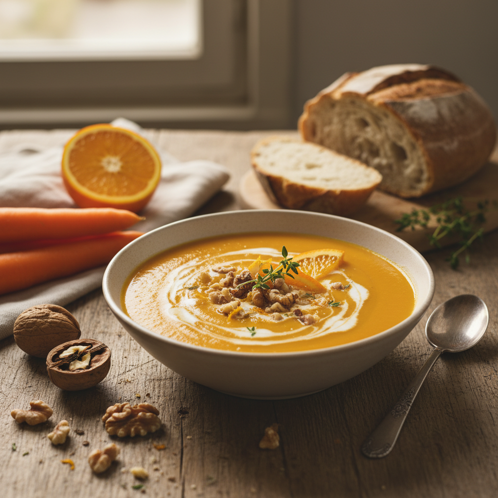 Velouté de Carottes aux Noix et Orange
