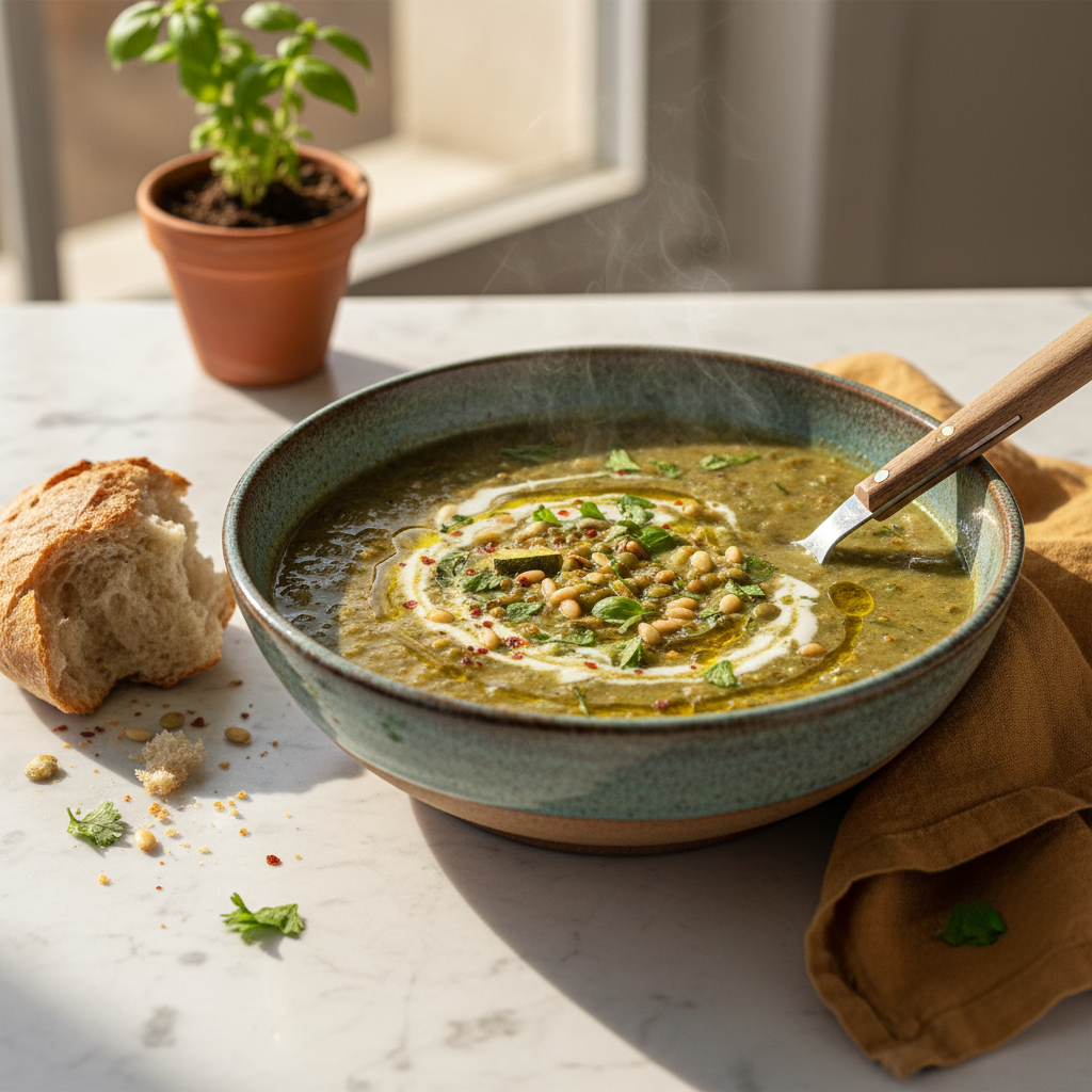 Soupe de Courgettes et Lentilles Vertes