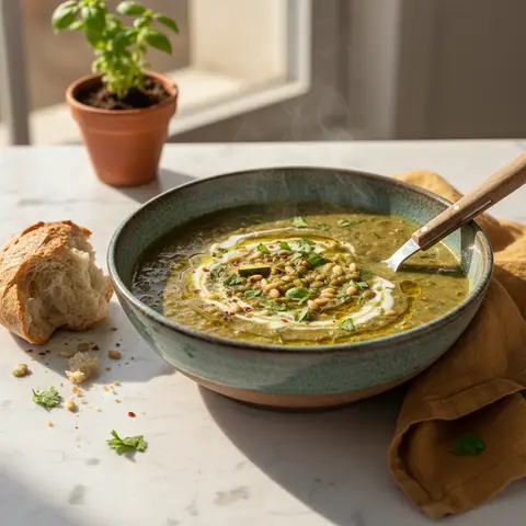 Zucchini- und Linsensuppe