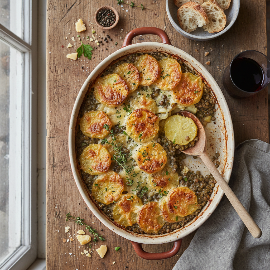 Gratin de Pommes de Terre aux Lentilles