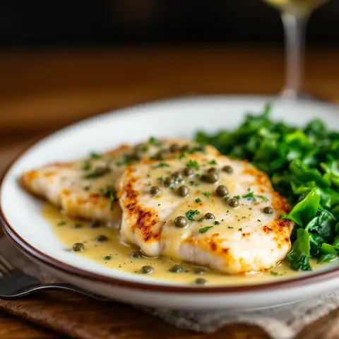 Dinde façon piccata, épinards sautés à l'ail