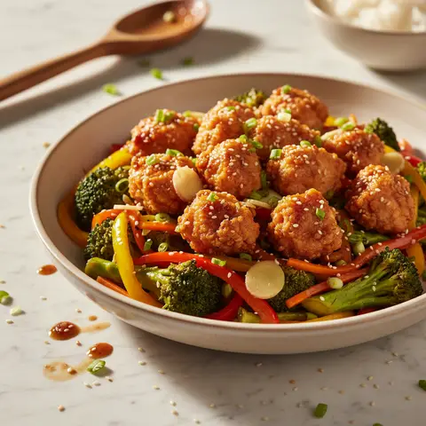 Crispy Chicken with Asian Broccoli Stir-Fry