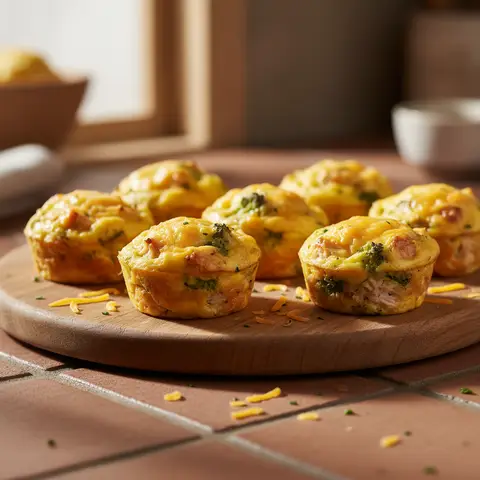 Egg Muffins with Chicken, Broccoli and Cheddar