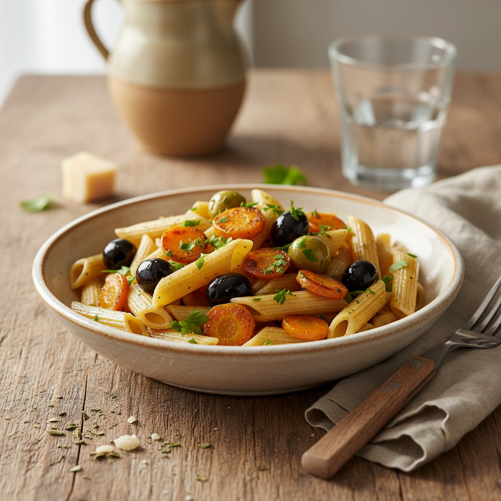 Penne aux Olives et Carottes