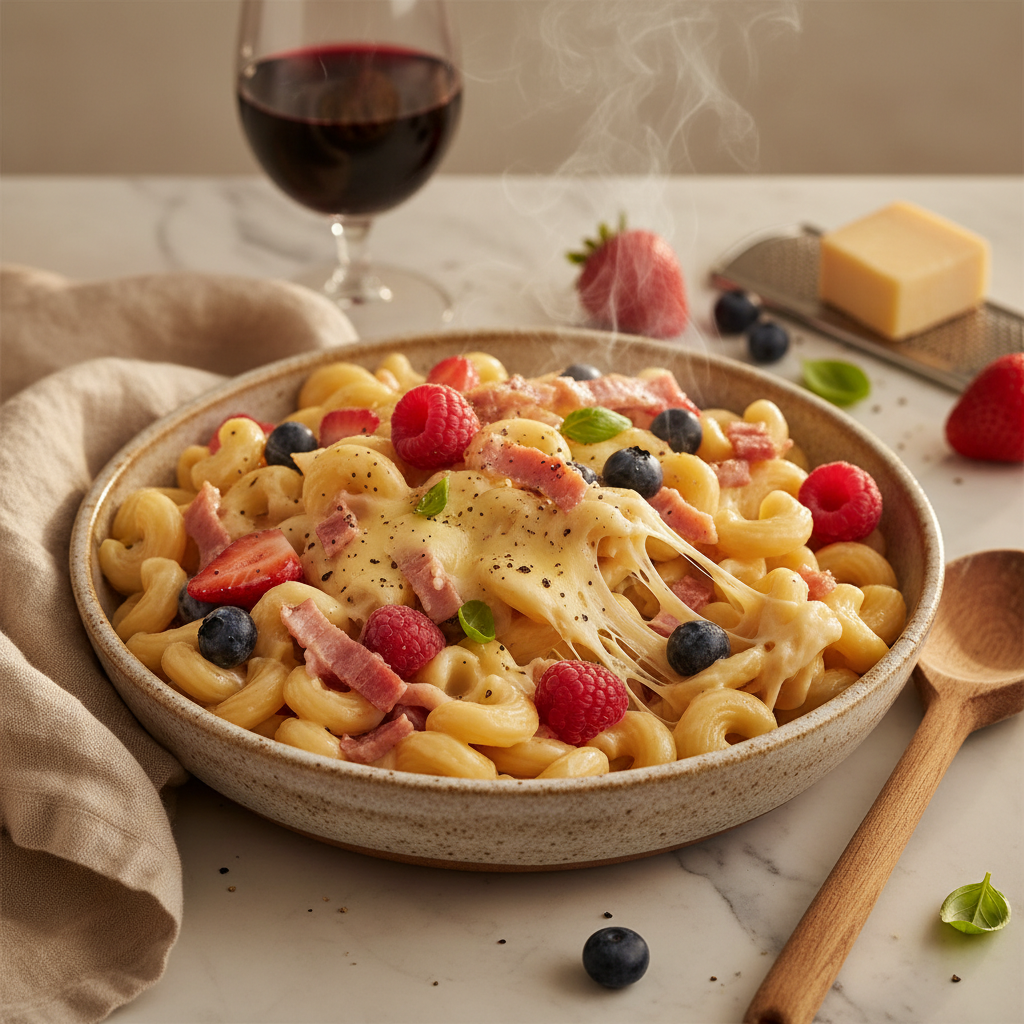 Pâtes aux Fruits Rouges et Gruyère