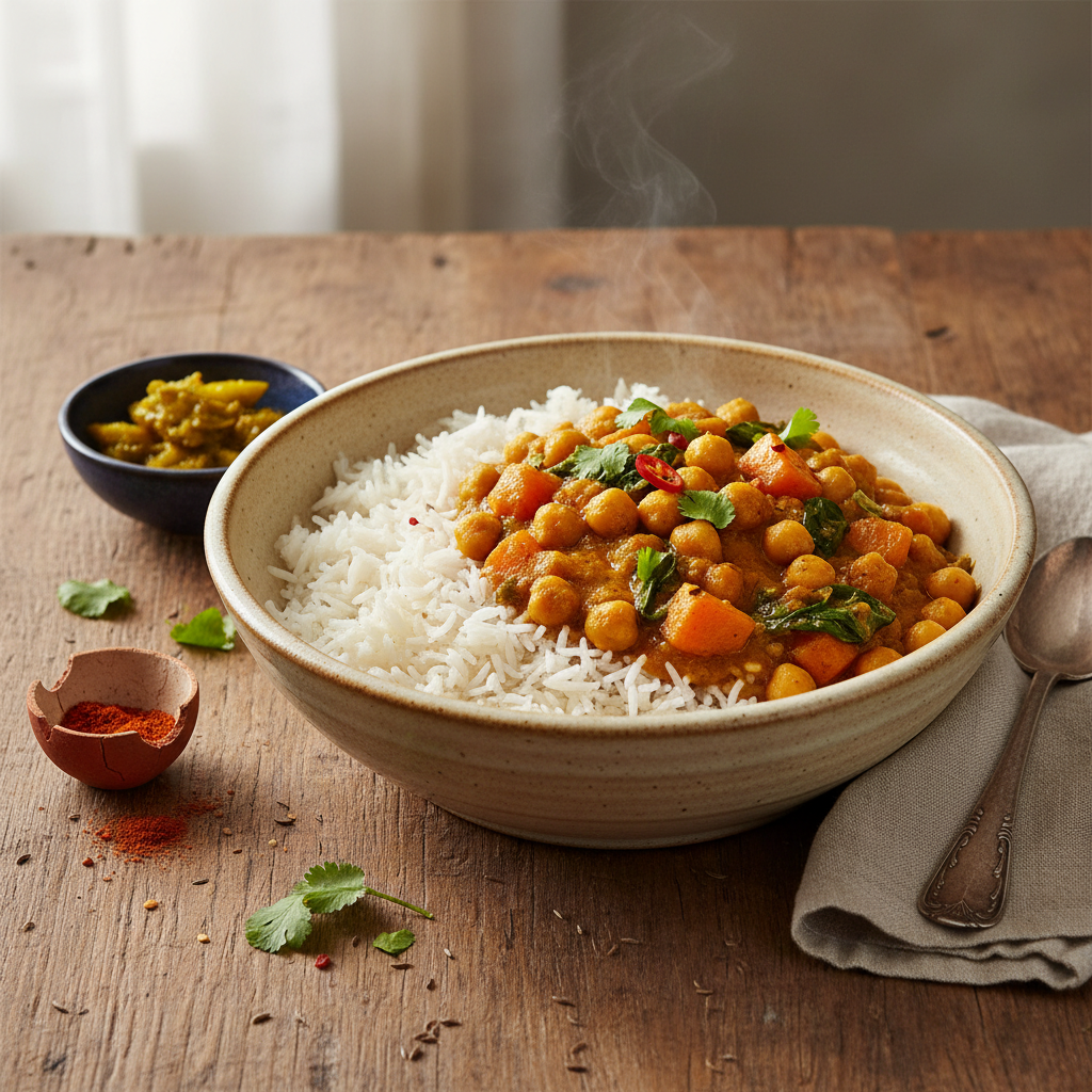 Curry de Pois Chiches et Riz