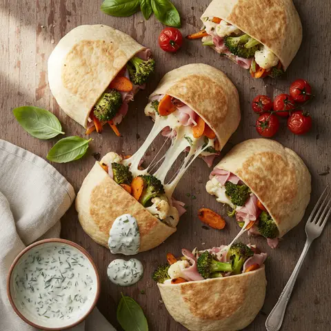Grilled Vegetable and Melted Cheese Wraps