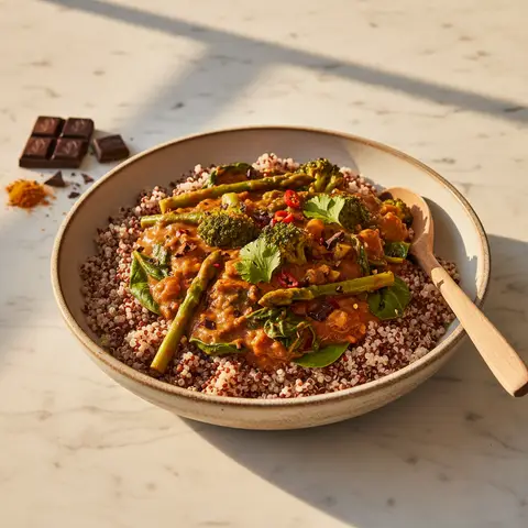 Vegetable Curry with Chocolate and Quinoa