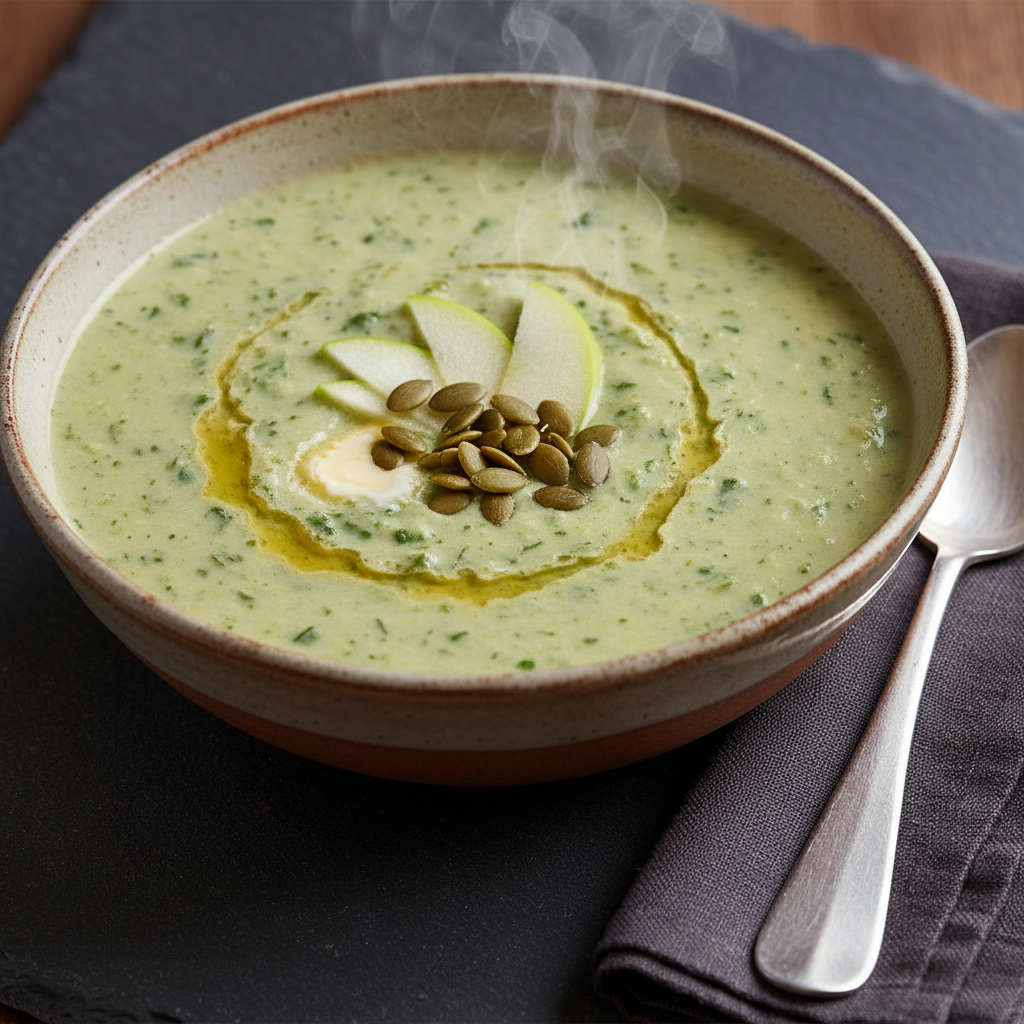 Soupe Veloutée Épinards et Pommes