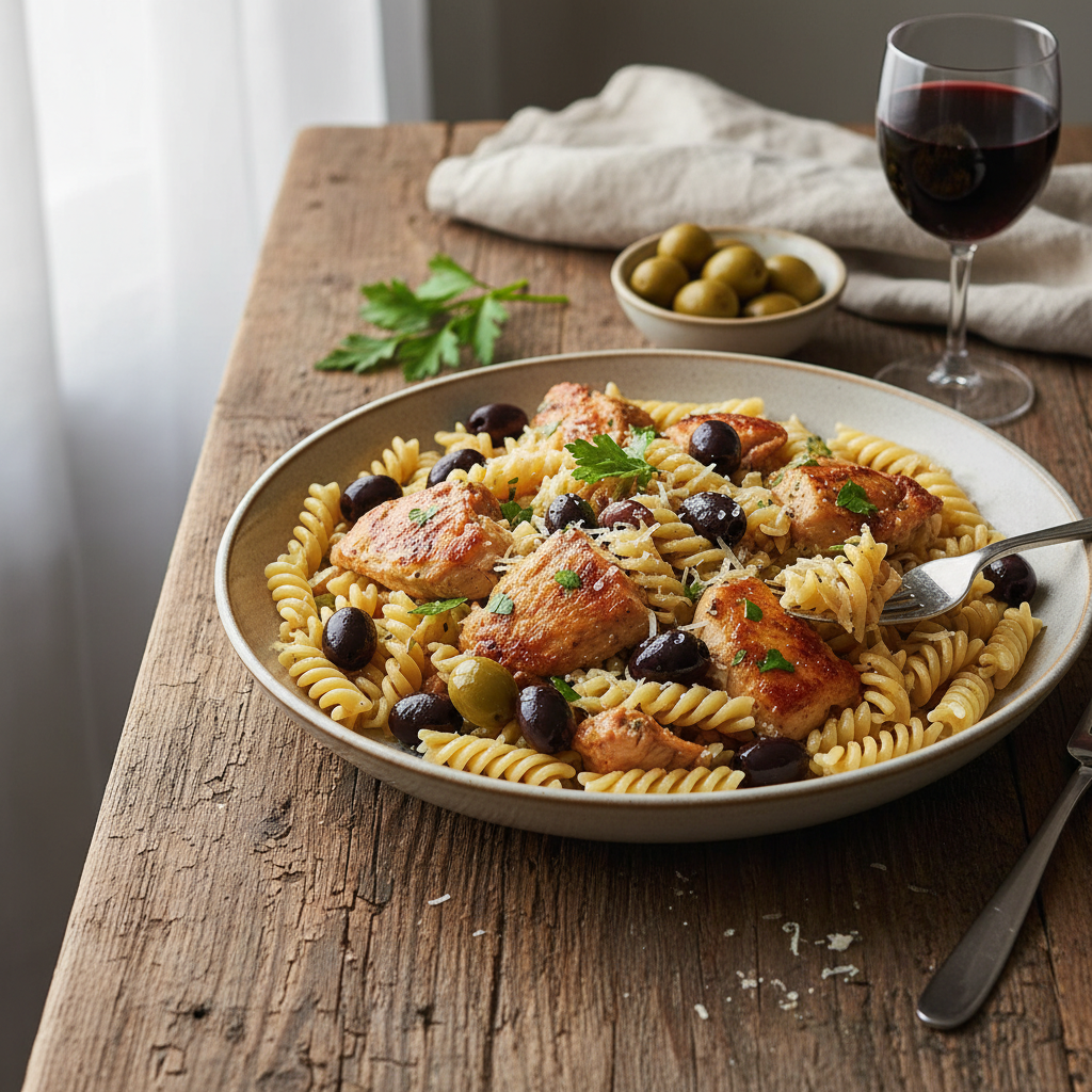Pâtes au Poulet et Olives