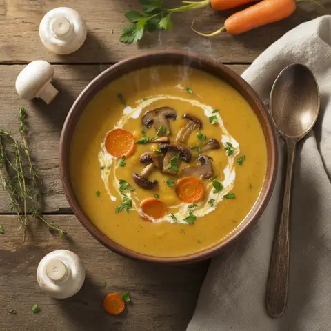 Möhren- und Pilzsuppe