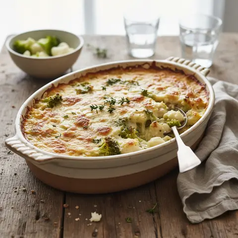 Classic French Cauliflower and Broccoli Gratin