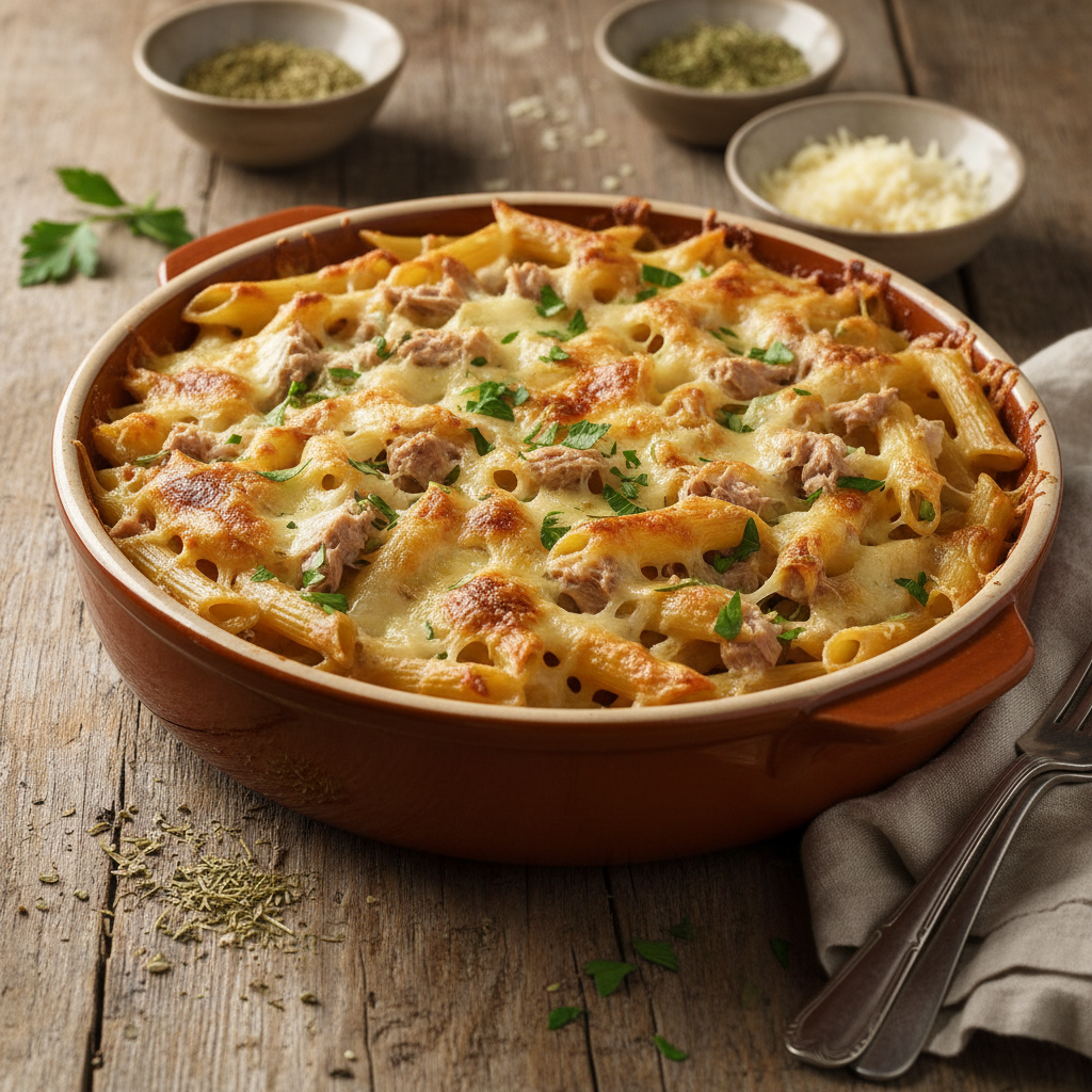 Gratin de Penne à la Crème et Thon