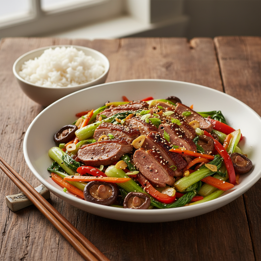 Canard saute aux legumes croquants