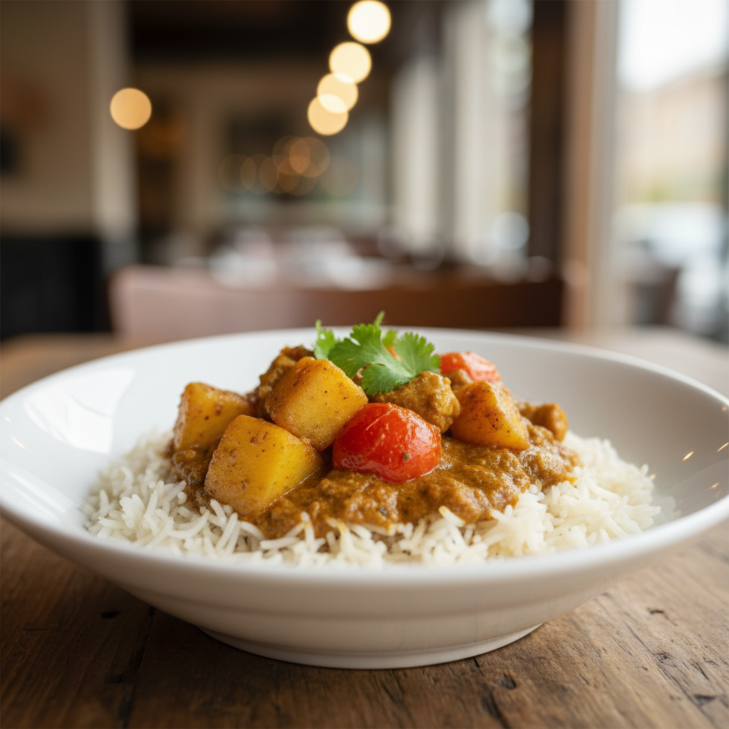Curry de poulet aux pommes de terre et tomates