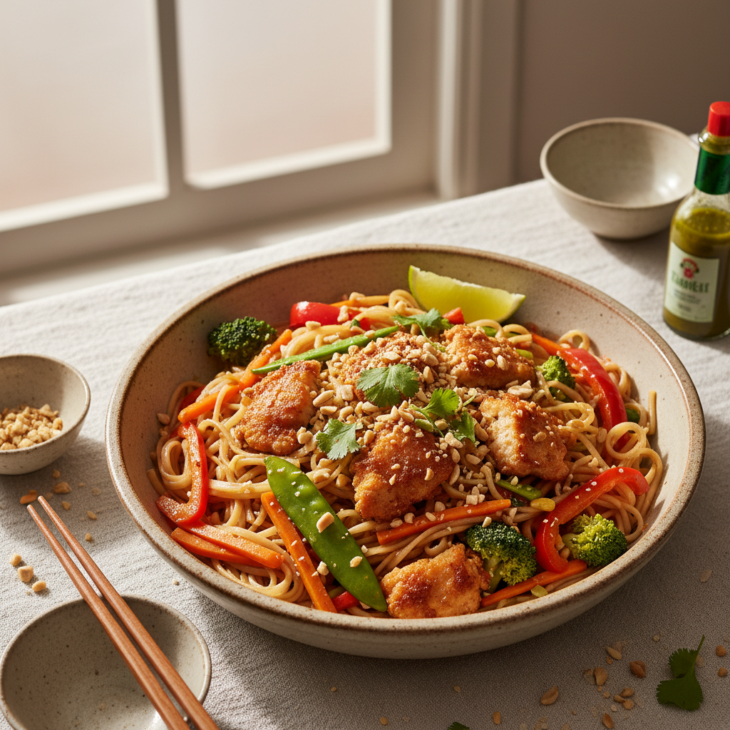 Pad Thaï aux Légumes et Poulet