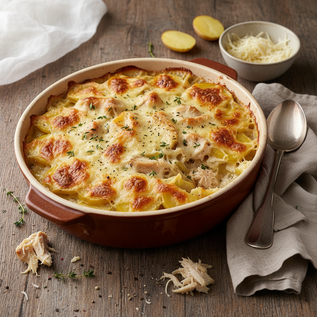 Gratin Pommes de Terre-Poulet-Gruyère
