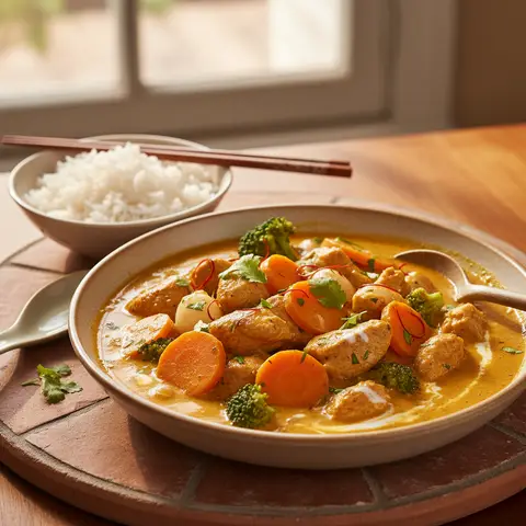 Hähnchencurry mit Karotten und Brokkoli