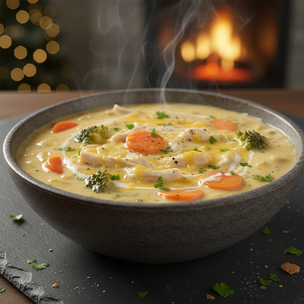 Soupe Crémeuse Poulet, Carotte et Brocoli