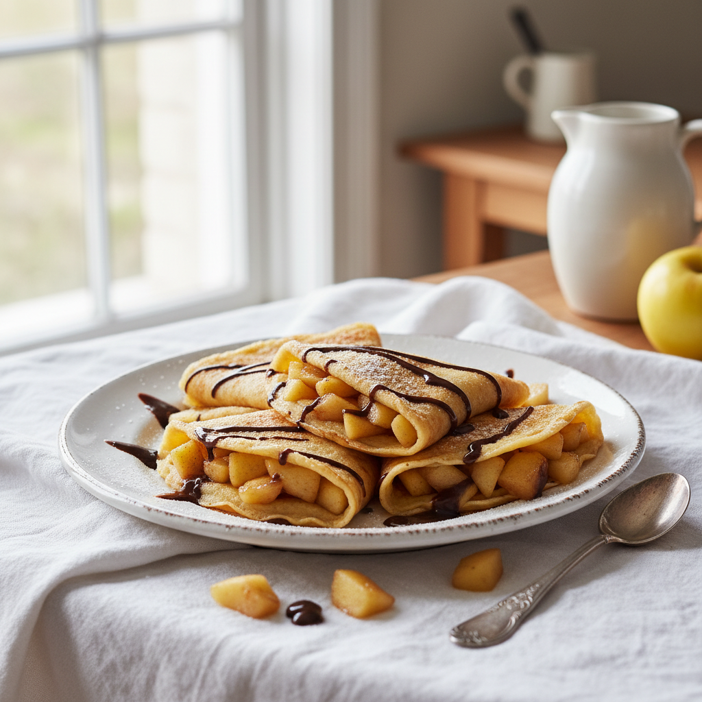 Crêpes aux Pommes et Chocolat
