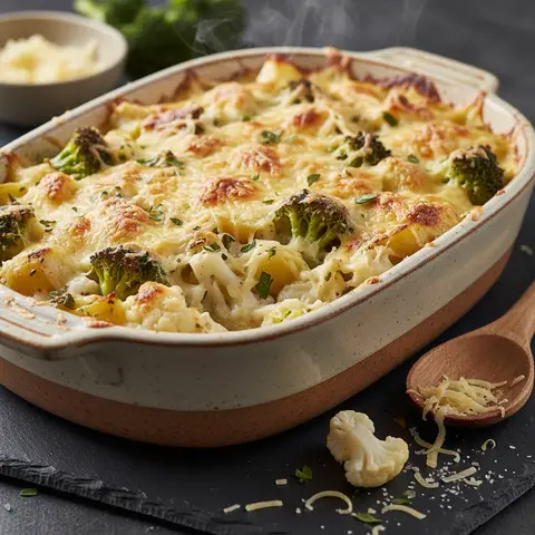 Potato, Broccoli and Cauliflower Gratin