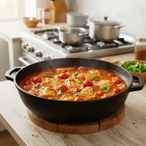 Fish Curry with Tomatoes and Rice