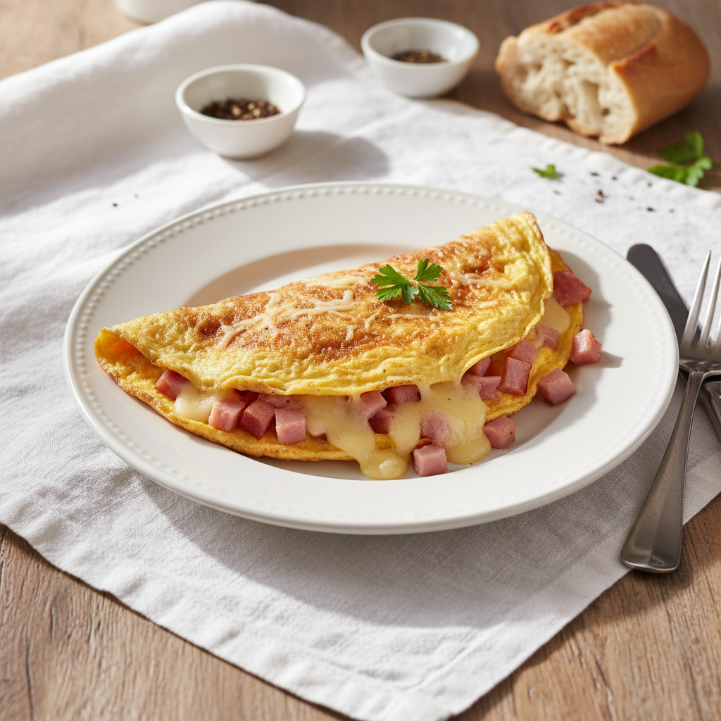 Omelette au gruyère et jambon