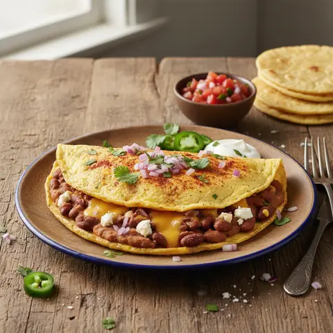 Omelette Mexicaine aux Haricots et Fromage