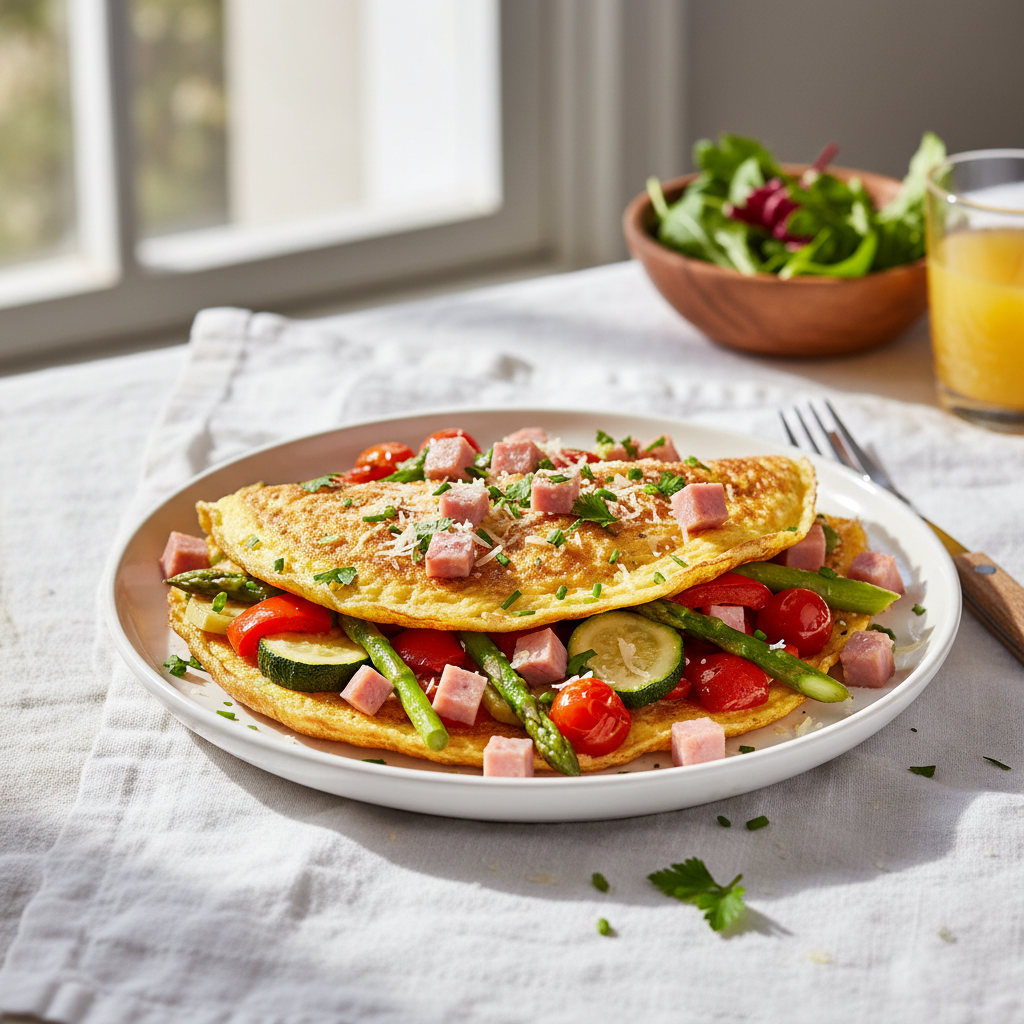 Omelette Jambon-Fromage aux Légumes