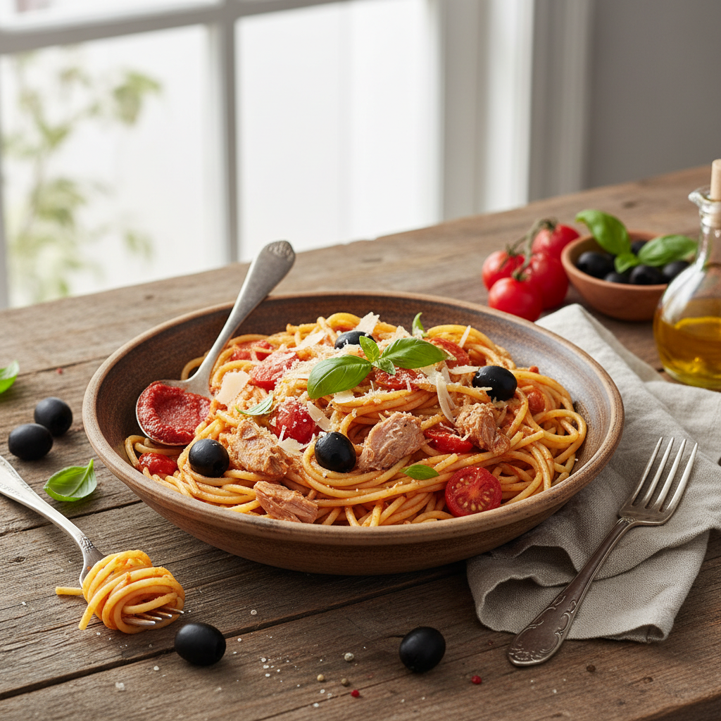 Spaghettis au Thon et Olives