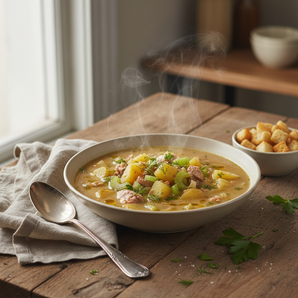 Soupe de Pommes de Terre, Céleri et Thon
