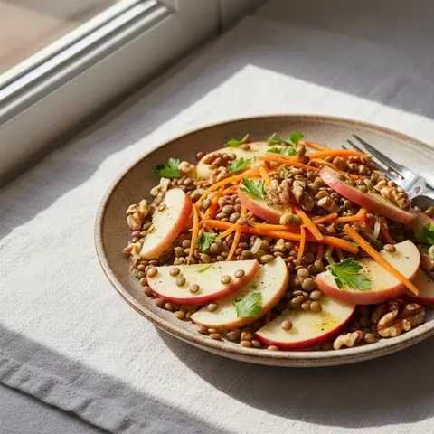 Warm Salad with Apples, Lentils and Walnuts