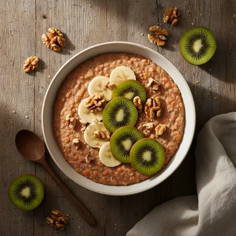 Banana-Walnut Porridge with Fresh Kiwi
