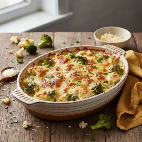 Brokkoli- und Blumenkohl-Gratin mit Gruyère