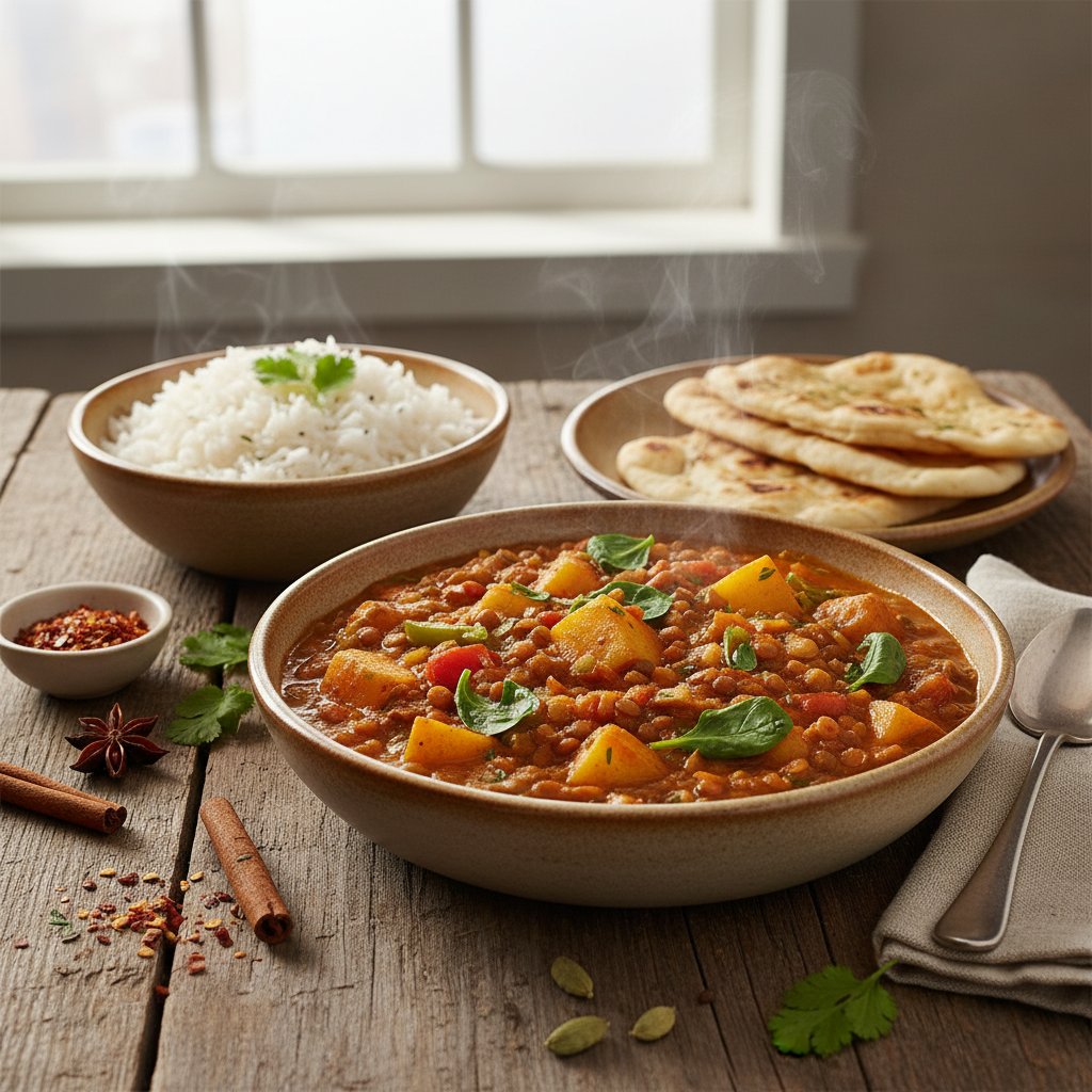 Curry de Pommes de Terre et Lentilles