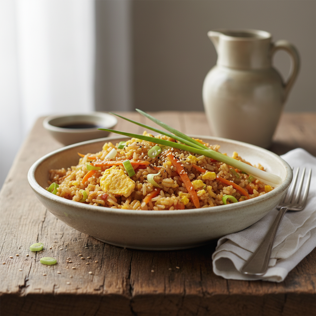 Riz Sauté aux Légumes et Œuf