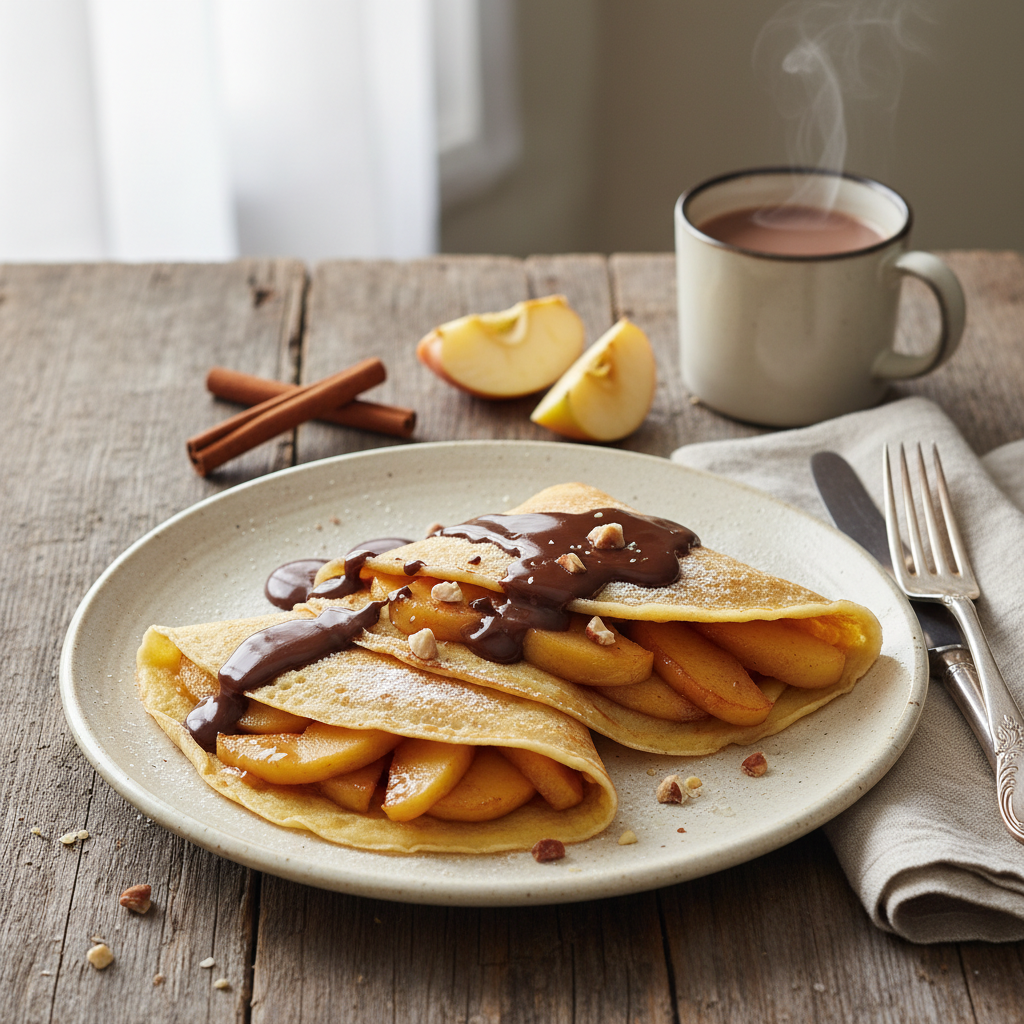 Crêpes aux Pommes et Chocolat