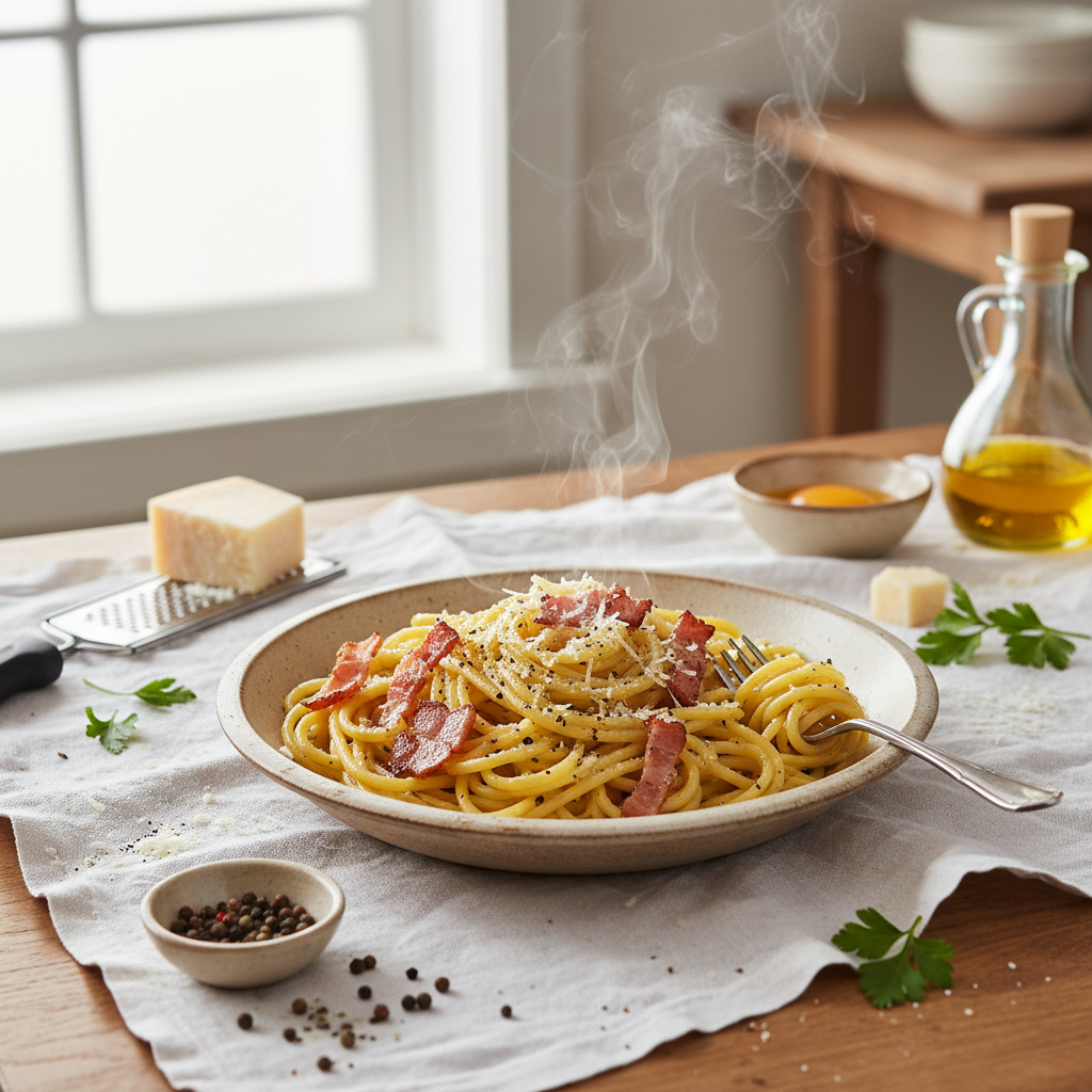 Pâtes à la carbonara express