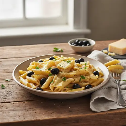Penne mit Oliven und Gruyère