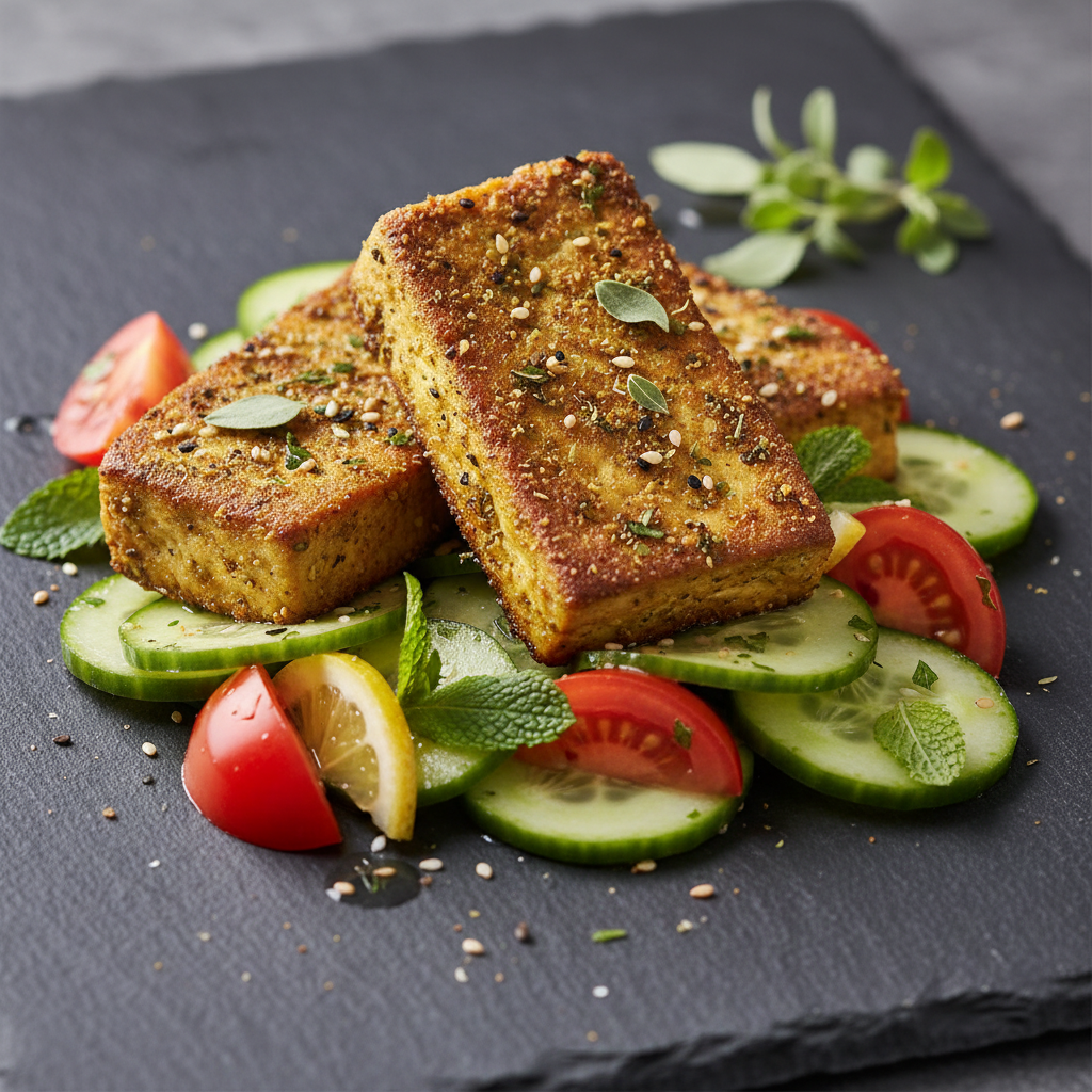 Tofu grillé au zaatar et salade de concombre