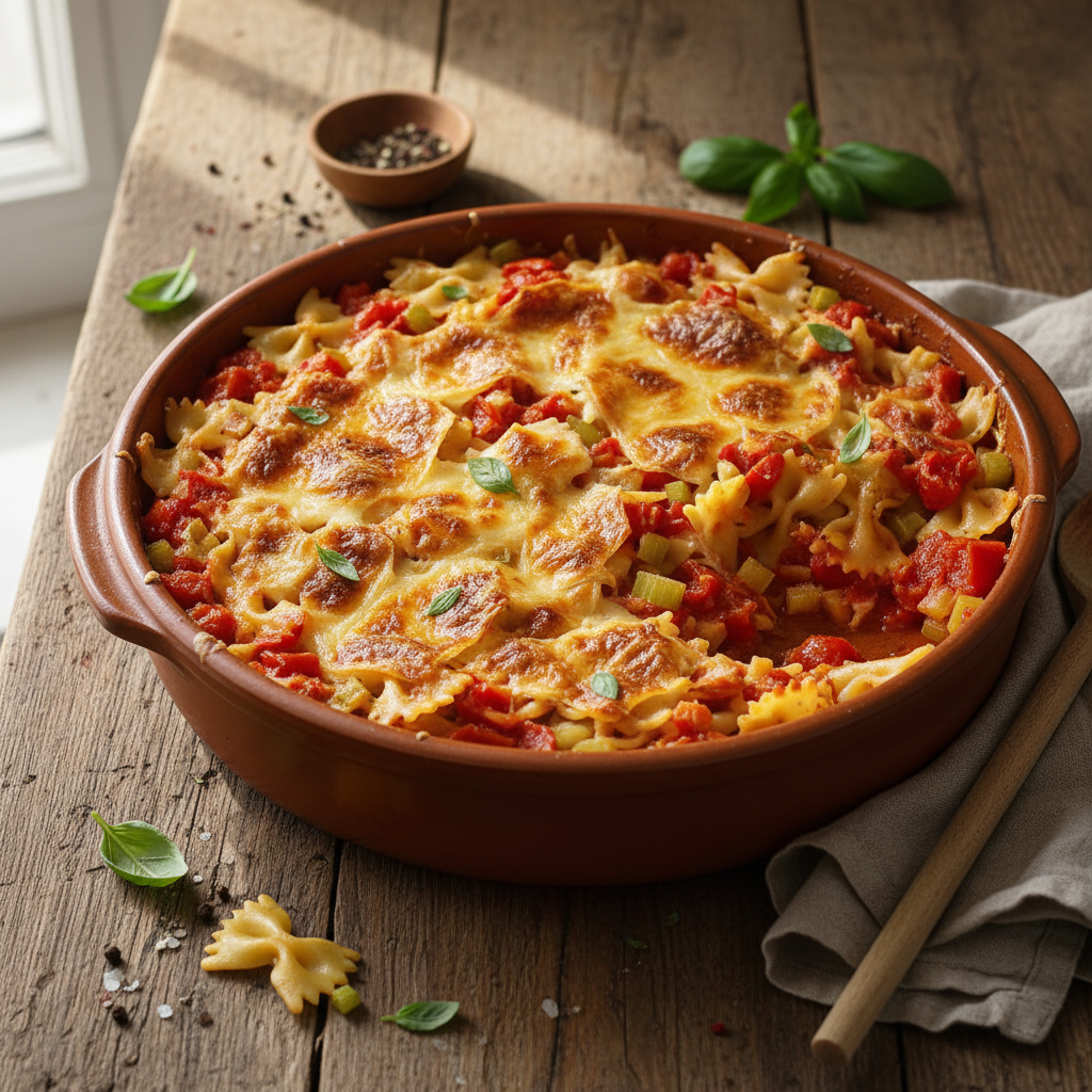 Gratin de Pâtes aux Tomates et Gruyère