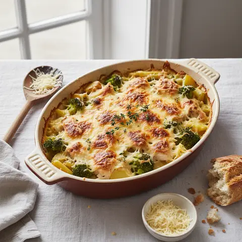 Chicken and Potato Gratin with Broccoli