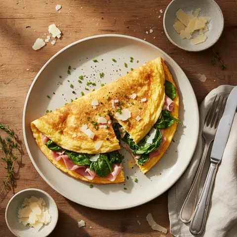 Spinach, Ham and Parmesan Omelette