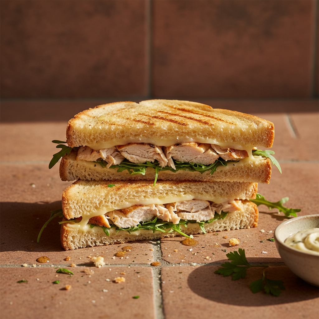 Pain de mie grillé au poulet