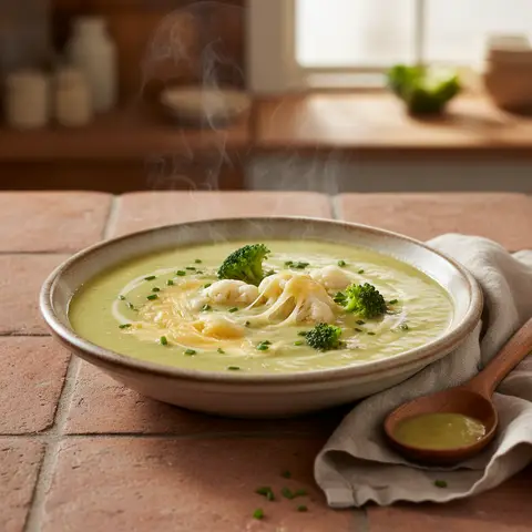 Cremige Brokkoli-Blumenkohl-Suppe