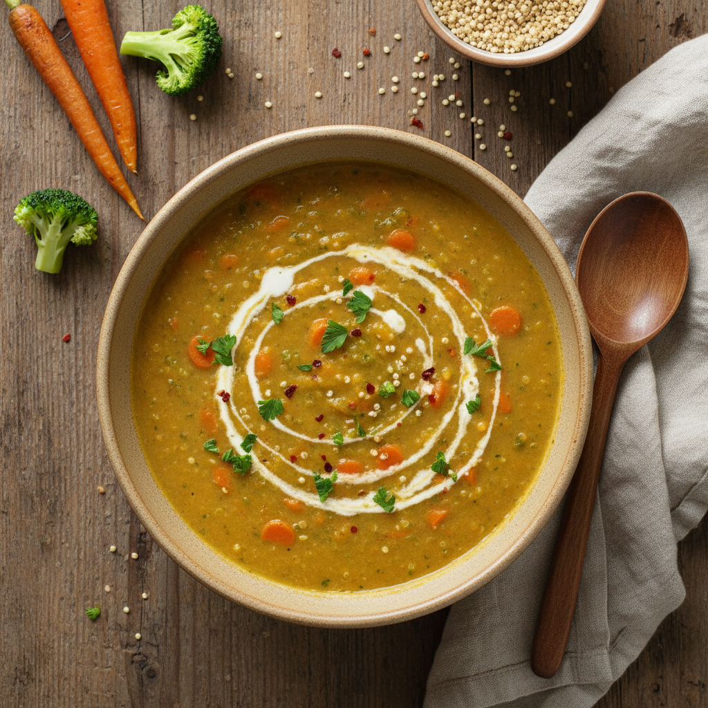 Soupe Crémeuse Carottes-Brocoli-Quinoa