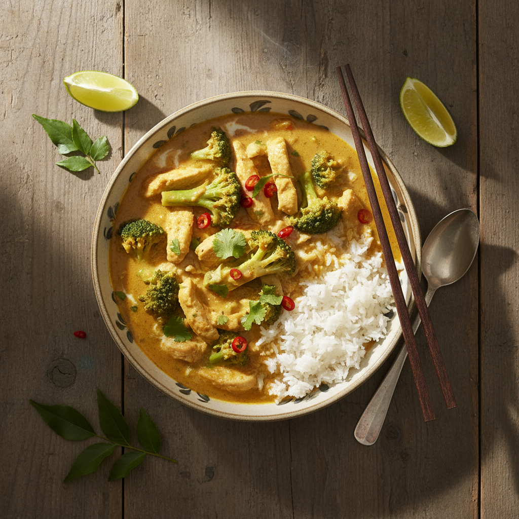 Curry de poulet asiatique aux brocolis